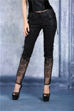 Transparent embroidered plum pattern leather pants PW072 - Gothlolibeauty