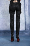 Transparent embroidered plum pattern leather pants PW072 - Gothlolibeauty