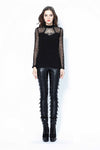 Punk grid flower artificial leather legging pants PW075 - Gothlolibeauty