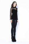 Punk grid flower artificial leather legging pants PW075 - Gothlolibeauty