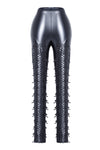 Punk grid flower artificial leather legging pants PW075 - Gothlolibeauty