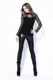 Punk grid flower artificial leather legging pants PW075 - Gothlolibeauty