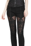 Gothic patterned pants with hollow-out flower design on thigh PW087 - Gothlolibeauty