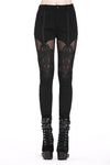 Gothic patterned pants with hollow-out flower design on thigh PW087 - Gothlolibeauty