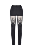 Women gothic punk victorian tight trousers with flower PW089 - Gothlolibeauty