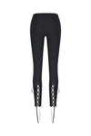 Women gothic leggings with flower and back lace up PW094 - Gothlolibeauty