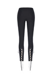Women gothic leggings with flower and back lace up PW094 - Gothlolibeauty