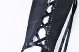 Women gothic leggings with flower and back lace up PW094 - Gothlolibeauty