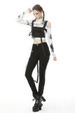 Punk locomotive asymmetrical eyelet rope trousers PW112