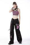 Rebel fashion danger bear metal studded baggy trousers PW119