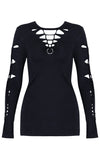 Spring women  Black punk twist rave flowers Tee /T-shirt TW037 - Gothlolibeauty