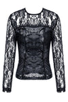 Gothic corset-look T-shirt with jacquard hollow out sexy lace TW101 - Gothlolibeauty