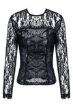 Gothic corset-look T-shirt with jacquard hollow out sexy lace TW101 - Gothlolibeauty