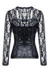 Gothic corset-look T-shirt with jacquard hollow out sexy lace TW101 - Gothlolibeauty