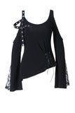 Punk asymmetric corn off-shoulder T-shirt TW107 - Gothlolibeauty