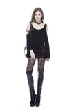 Punk asymmetric corn off-shoulder T-shirt TW107 - Gothlolibeauty