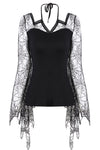 Gothic characteristic neck T-shirt with spider bat sleeves TW152 - Gothlolibeauty