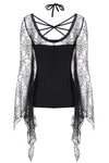Gothic characteristic neck T-shirt with spider bat sleeves TW152 - Gothlolibeauty