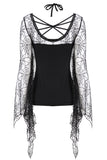 Gothic characteristic neck T-shirt with spider bat sleeves TW152 - Gothlolibeauty