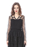 Gothic characteristic neck T-shirt with spider bat sleeves TW152 - Gothlolibeauty