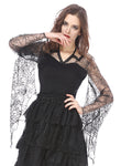 Gothic characteristic neck T-shirt with spider bat sleeves TW152 - Gothlolibeauty