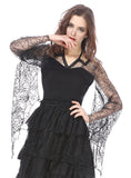 Gothic characteristic neck T-shirt with spider bat sleeves TW152 - Gothlolibeauty