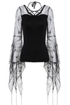 Gothic T-shirt with transparent flower big sleeves TW153 - Gothlolibeauty