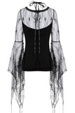 Gothic T-shirt with transparent flower big sleeves TW153 - Gothlolibeauty