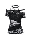 Punk messy net T-shirt with asymmetric rope desgin TW156 - Gothlolibeauty