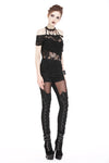 Punk messy net T-shirt with asymmetric rope desgin TW156 - Gothlolibeauty