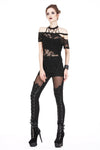 Punk messy net T-shirt with asymmetric rope desgin TW156 - Gothlolibeauty