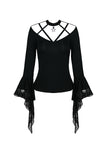 Gothic punk T-shirt with hollow-out and star theme on top TW165 - Gothlolibeauty