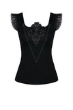 Gothic knitted T-shirt with crumpled swallow shape shoulder TW167 - Gothlolibeauty