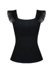 Gothic knitted T-shirt with crumpled swallow shape shoulder TW167 - Gothlolibeauty