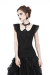 Gothic knitted T-shirt with crumpled swallow shape shoulder TW167 - Gothlolibeauty