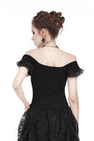 Gothic knitted T-shirt with crumpled swallow shape shoulder TW167 - Gothlolibeauty