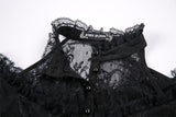 Gothic off-the-shoulder patterned T-shirt with lace and button row on top TW168 - Gothlolibeauty