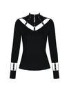 Punk long T-shirt with eyelet  hollow-out collar design TW172 - Gothlolibeauty