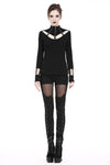 Punk long T-shirt with eyelet  hollow-out collar design TW172 - Gothlolibeauty