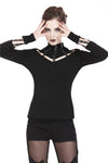 Punk long T-shirt with eyelet  hollow-out collar design TW172 - Gothlolibeauty