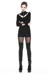 Punk long T-shirt with eyelet  hollow-out collar design TW172 - Gothlolibeauty