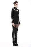 Punk long T-shirt with eyelet  hollow-out collar design TW172 - Gothlolibeauty