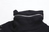 Punk lace-up shoulder vampire collar T-shirt TW178 - Gothlolibeauty