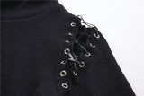 Punk lace-up shoulder vampire collar T-shirt TW178 - Gothlolibeauty