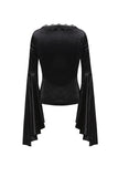 Gothic velvet floral shoulder T-shirt with big sleeves TW183 - Gothlolibeauty