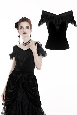 Gothic velvet short sleeves T-shirt TW185 - Gothlolibeauty