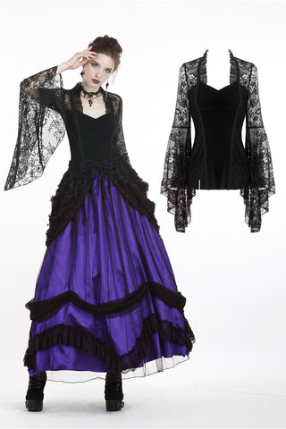 Gothic gorgeous lace horn sleeves T-shirt TW188 - Gothlolibeauty