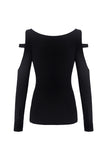 Punk Black daily long sleeves women T-shirt TW206 - Gothlolibeauty