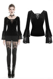 Gothic velvet T-shirt with long sleeves TW215 - Gothlolibeauty