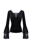 Gothic velvet T-shirt with long sleeves TW215 - Gothlolibeauty